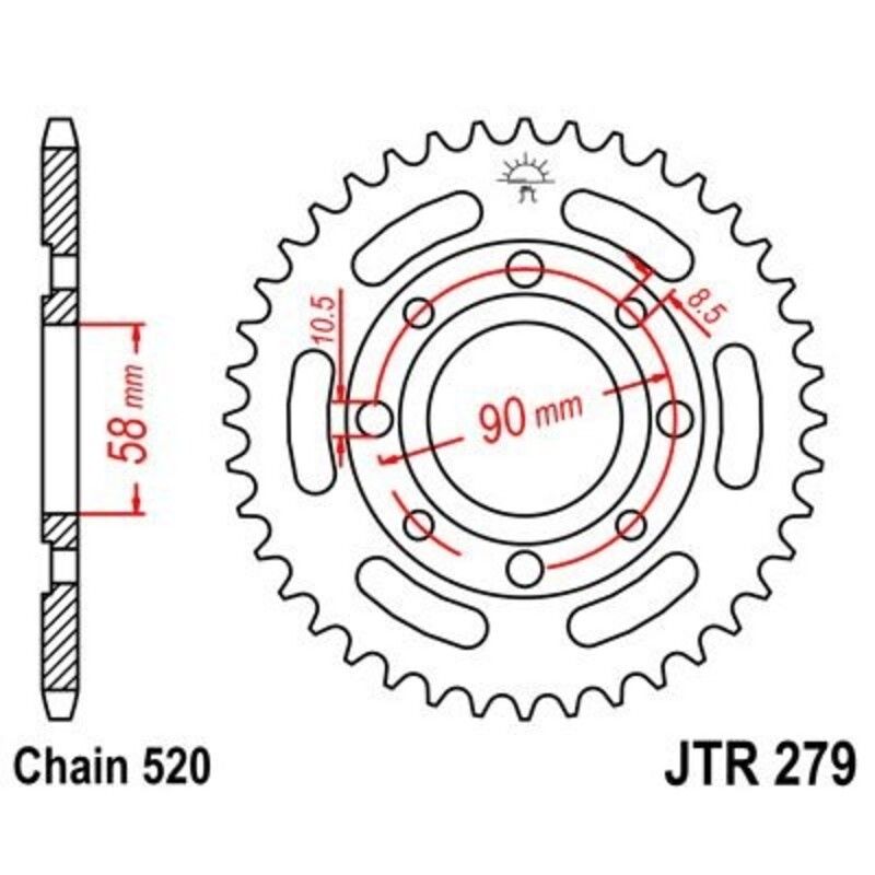 Corona JT 279 de acero con 30 dientes - motoscamaralweb.com