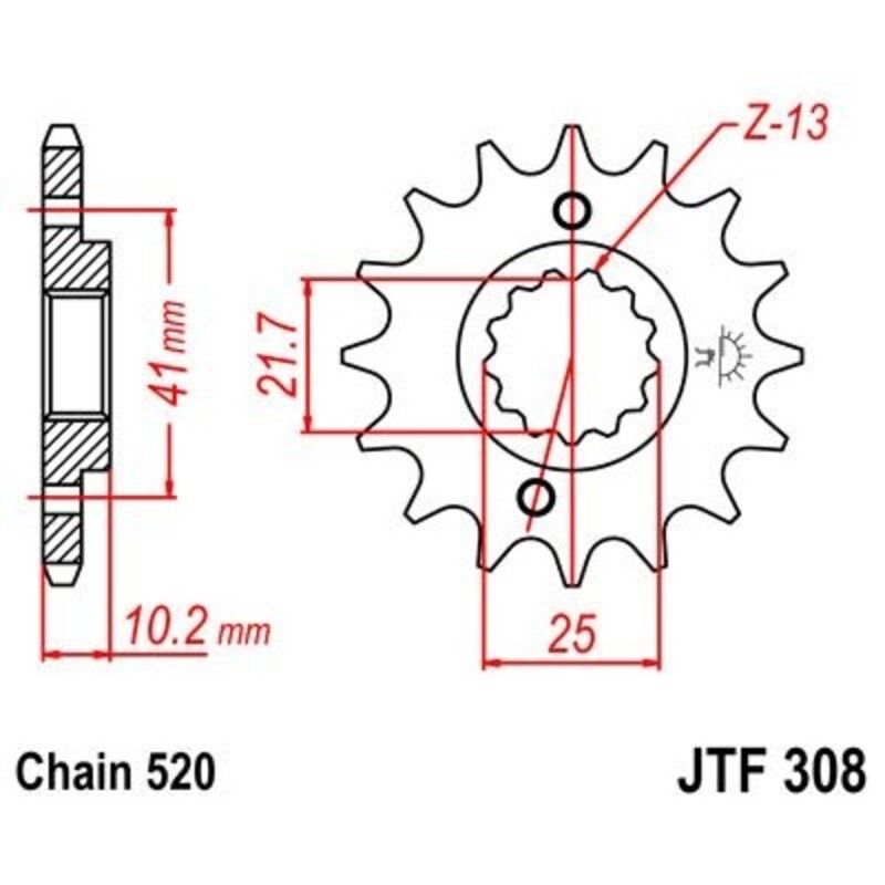Piñón con goma anti-ruido JT SPROCKETS acero 308 - 520 - motoscamaralweb.com