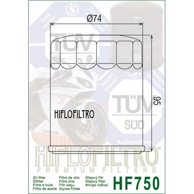Filtro de aceite HIFLOFILTRO - HF750 - motoscamaralweb.com