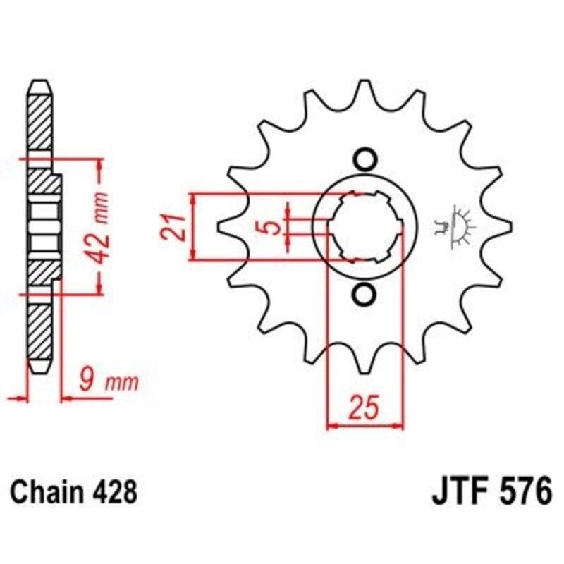 Piñon JT 576 de acero con 18 dientes - motoscamaralweb.com