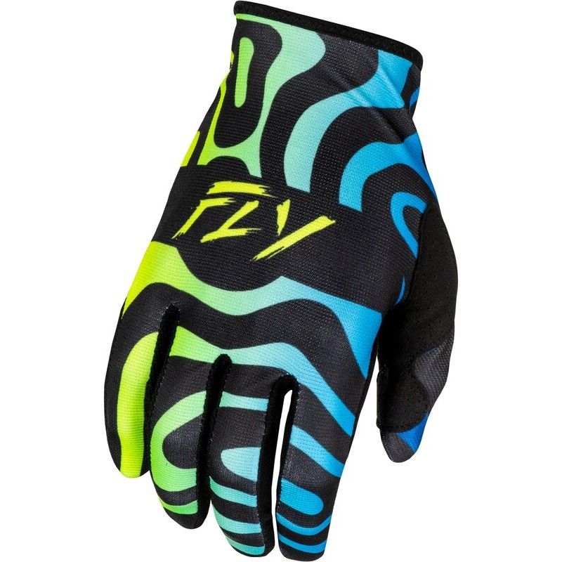 Guantes infantiles FLY RACING Lite S.E. Zen - Negro / Azul / Hi-Vis - motoscamaralweb.com