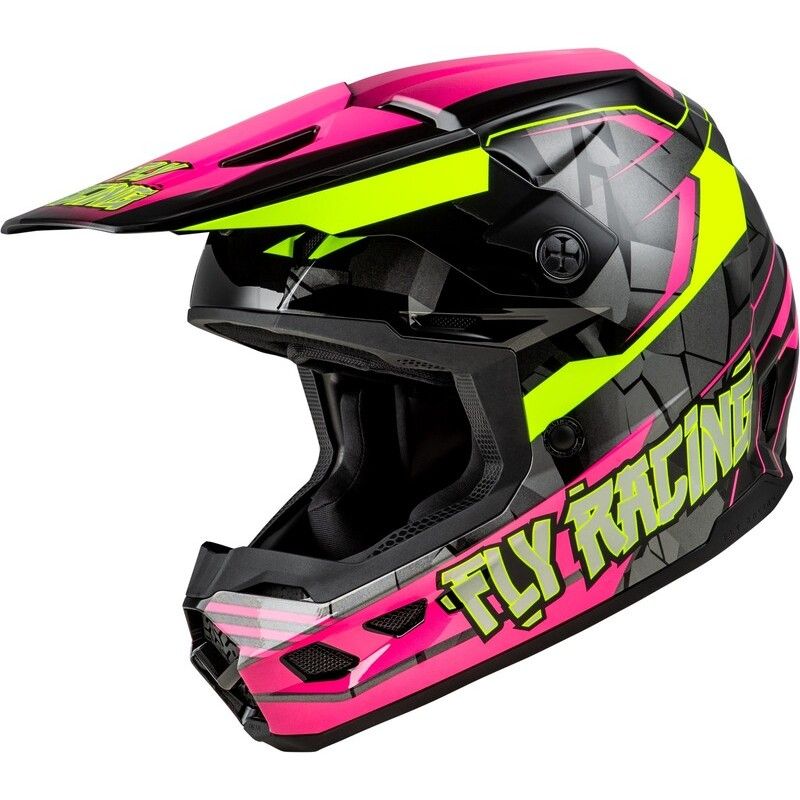 Casco infantil FLY RACING Kinetic Scorched - Rosa neón / Hi-Vis / Negro - motoscamaralweb.com