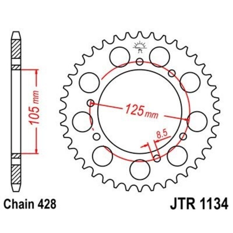 Corona JT 1134 de acero con 51 dientes - motoscamaralweb.com