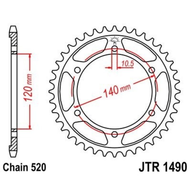 Corona JT 1490 de acero con 43 dientes - motoscamaralweb.com