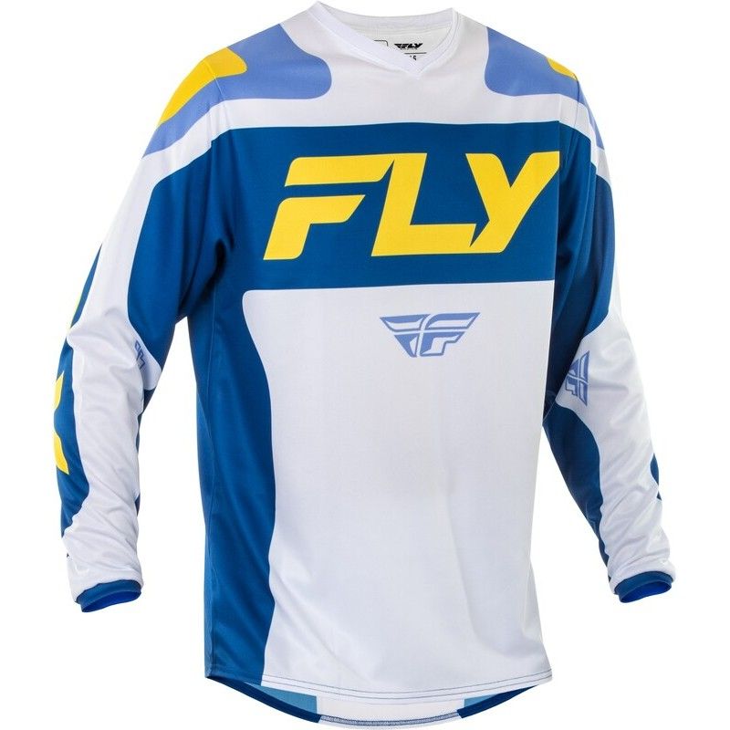 Camiseta FLY RACING F-16 - Blanco / Azul oscuro / Amarillo - motoscamaralweb.com