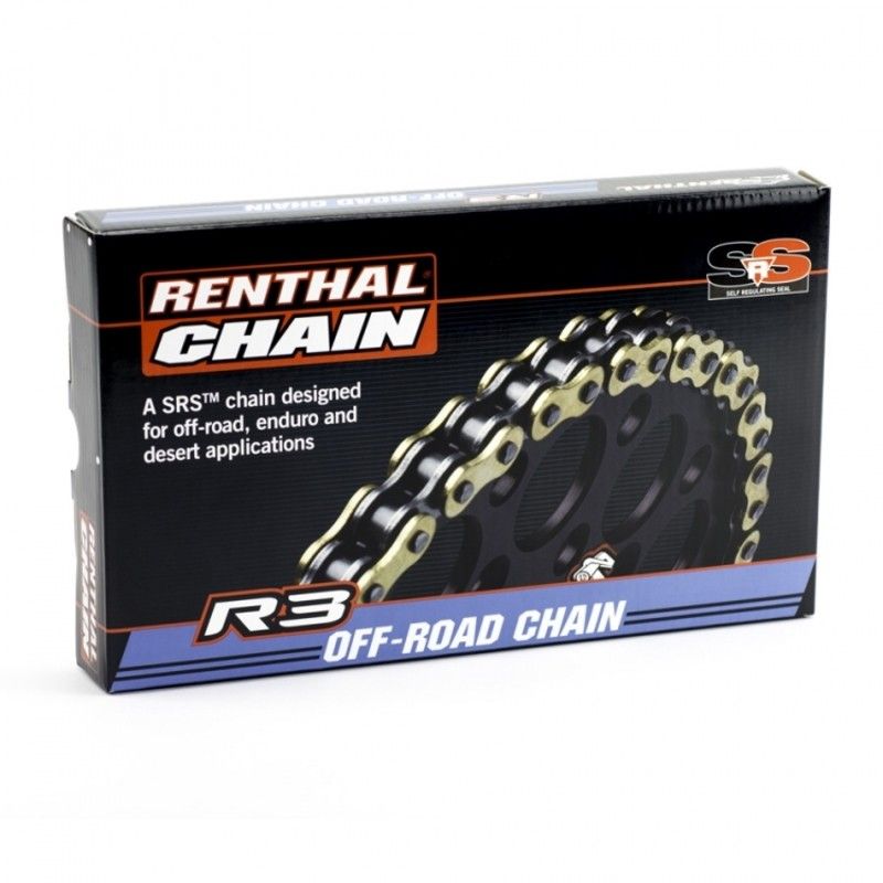 Cadena Renthal con retenes 520R3-3 con 120 eslabones negro/oro - motoscamaralweb.com