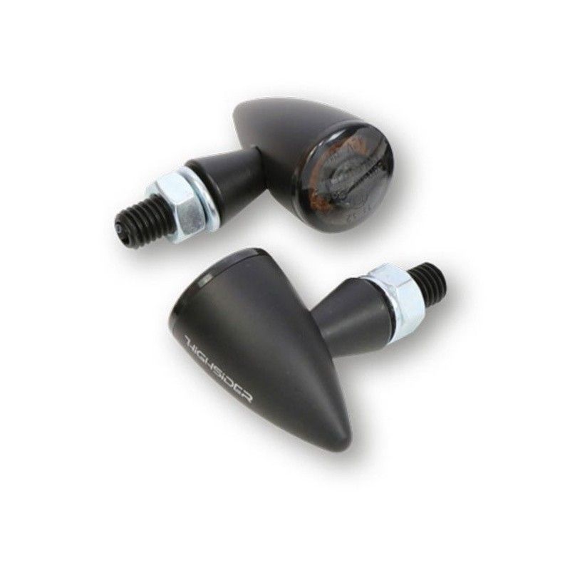 Intermitente/luz de posición LED HIGHSIDER pro Apollo Bullet 2in1 - cristal ahumado - homologado E - par - motoscamaralweb.com