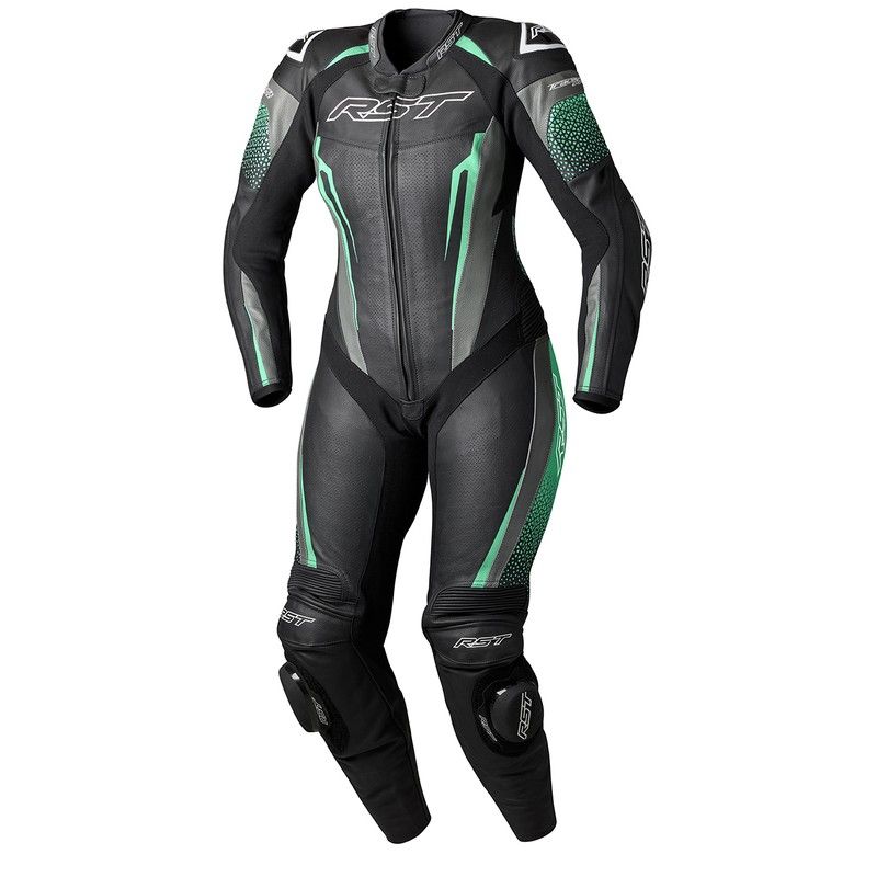 Mono de piel RST TracTech Evo 5 CE mujer - Negro / Aqua / Gris - motoscamaralweb.com