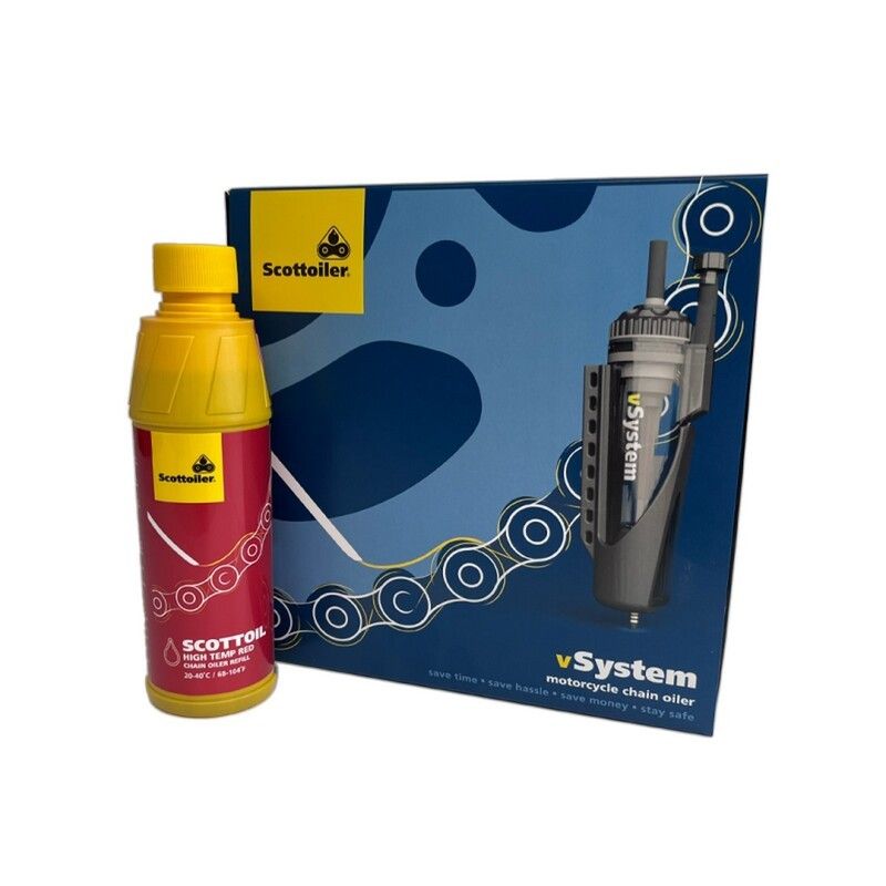 Sistema de lubricación SCOTTOILER vSystem Universal Edition + Lubricante High Temp Red - motoscamaralweb.com