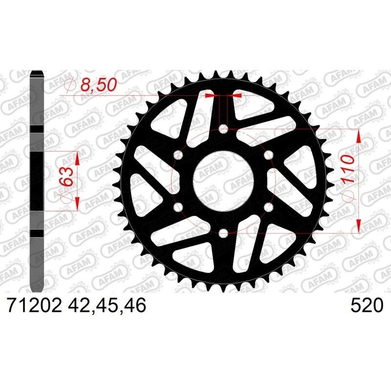 Corona AFAM acero estándar 71202 - Paso 520 - motoscamaralweb.com