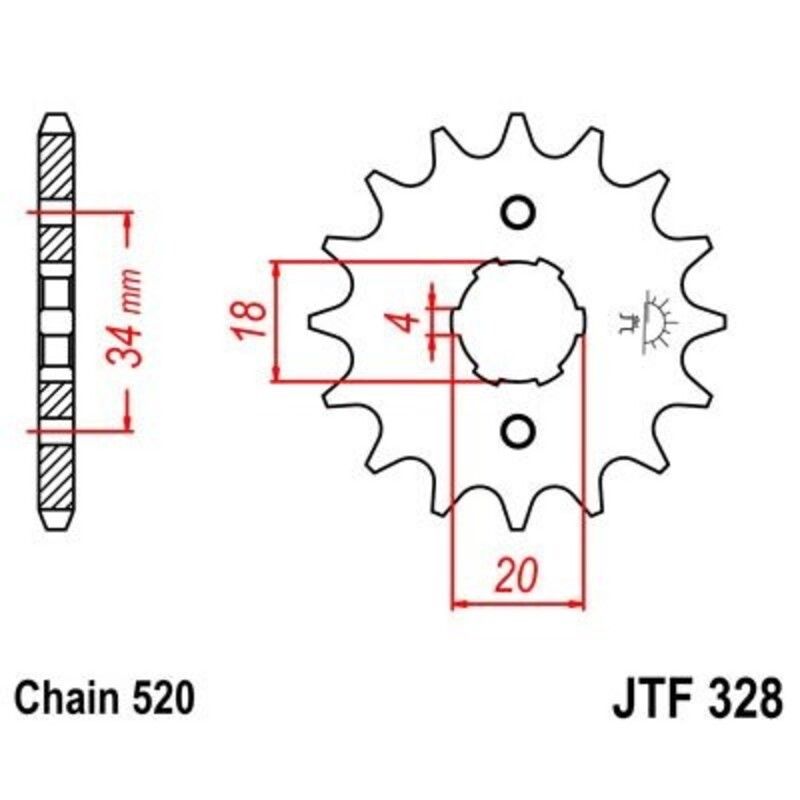 Piñón JT 328 de acero con 12 dientes - motoscamaralweb.com