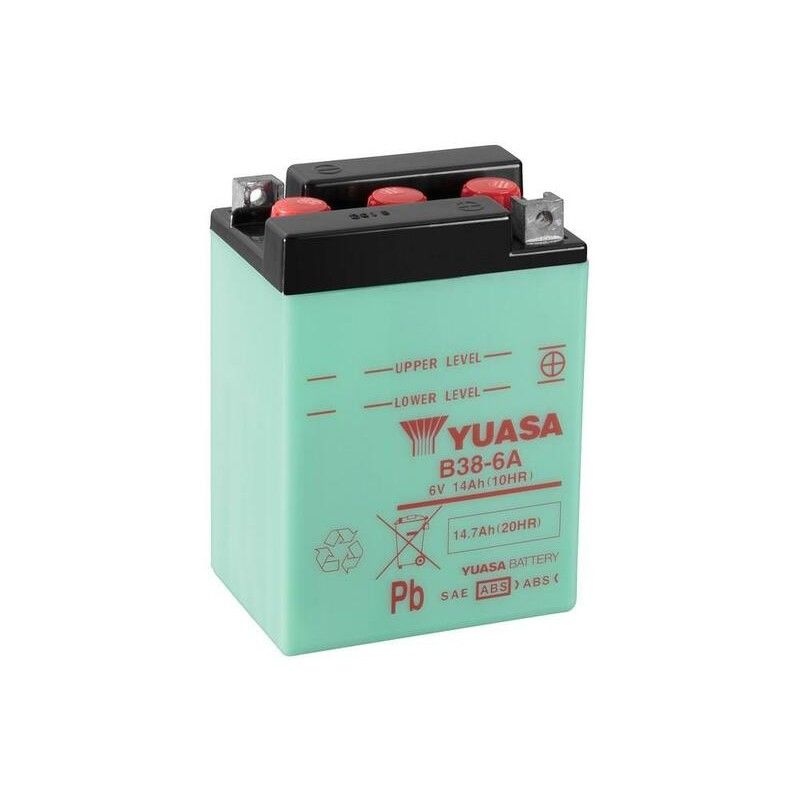 Batería YUASA B38-6A Dry charged (sin electrolito) - motoscamaralweb.com