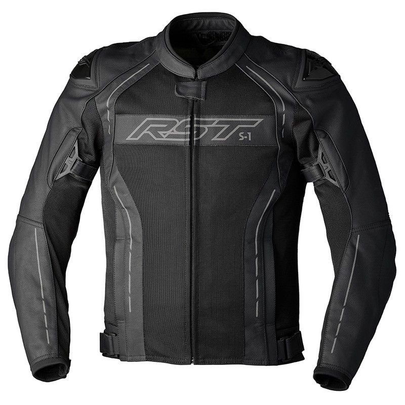 Chaqueta de cuero RST S-1 Mesh CE hombre - Negro - motoscamaralweb.com