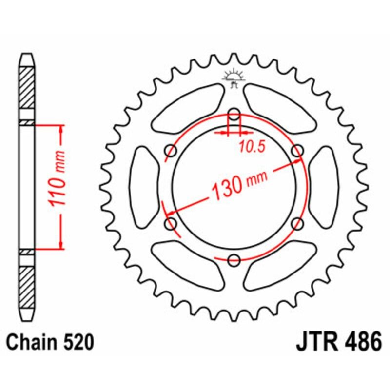 Corona JT SPROCKETS acero estándar 486 - Paso 520 - motoscamaralweb.com