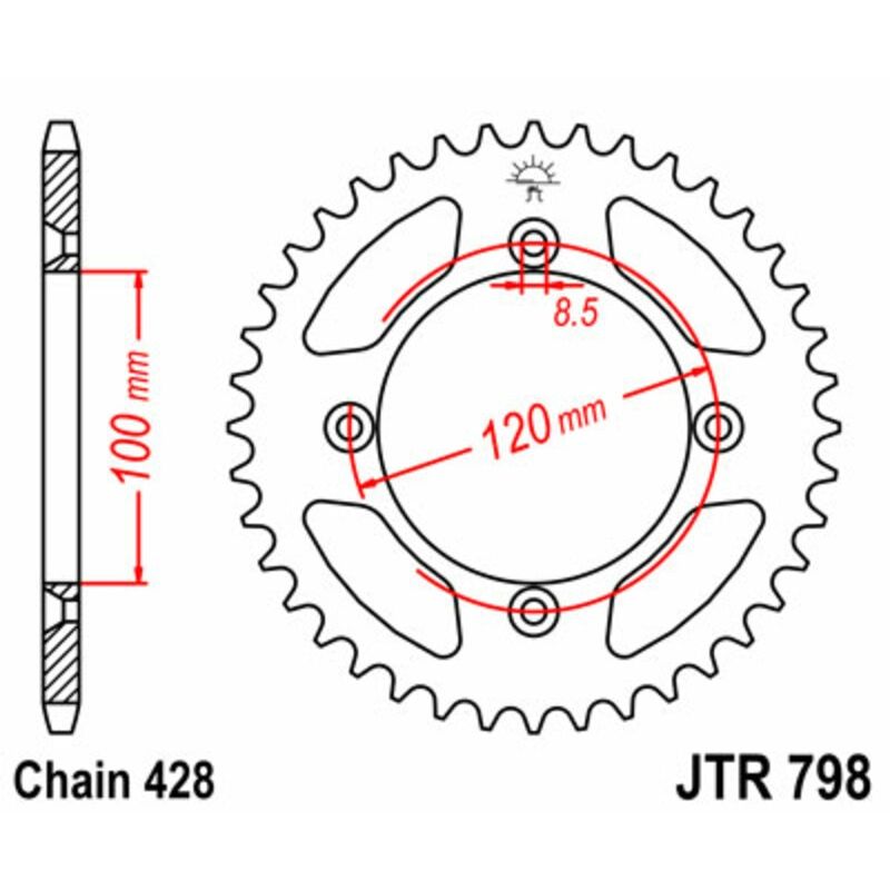Corona JT 798 de acero con 52 dientes - motoscamaralweb.com