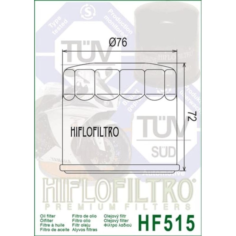 Filtro de aceite HIFLOFILTRO - HF515 - motoscamaralweb.com