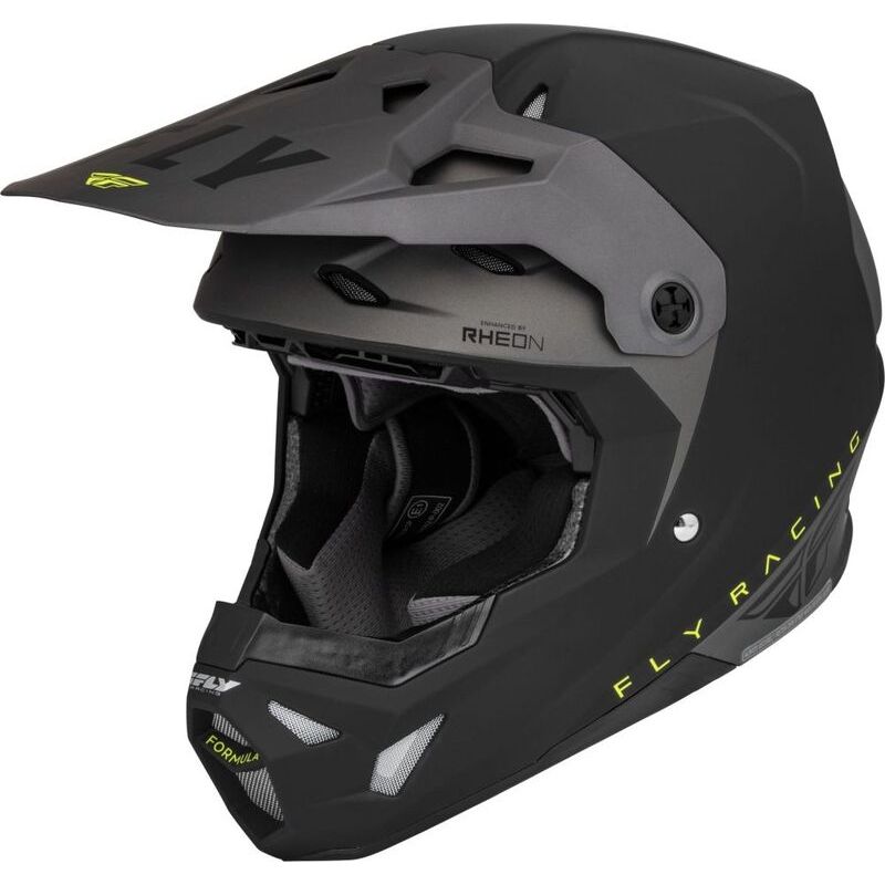 FLY RACING Formula CP Slant Helmet Matte Black/Grey/Hi-Vis XS - motoscamaralweb.com