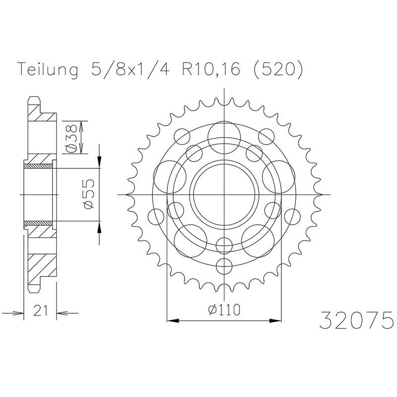 Corona ESJOT Acero 50-32075 39 dientes - motoscamaralweb.com