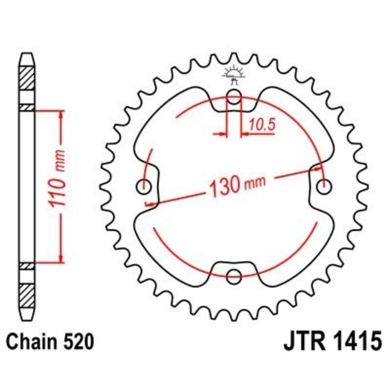 Corona JT 1415 de acero con 38 dientes - motoscamaralweb.com