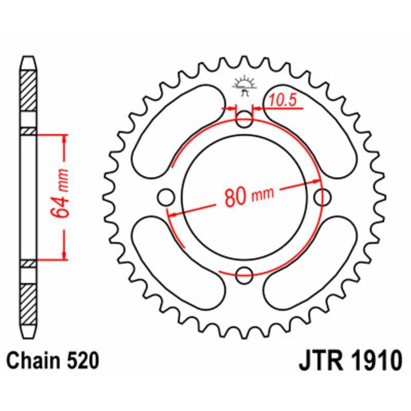 Corona JT SPROCKETS acero estándar 1910 - Paso 520 - motoscamaralweb.com