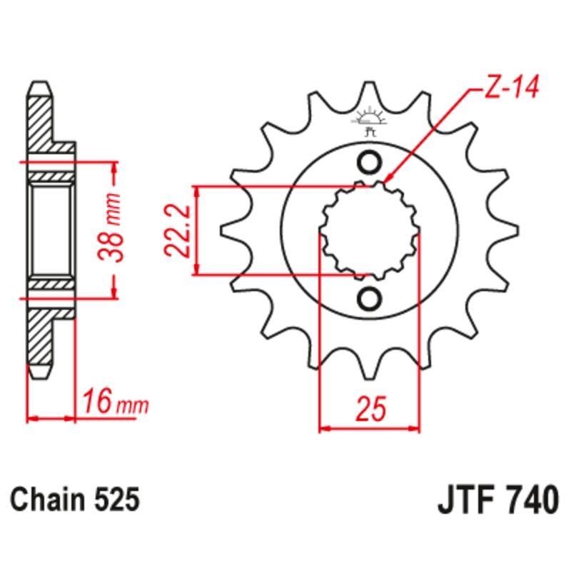 Piñón con goma anti-ruido JT SPROCKETS acero 740 - 525 - motoscamaralweb.com