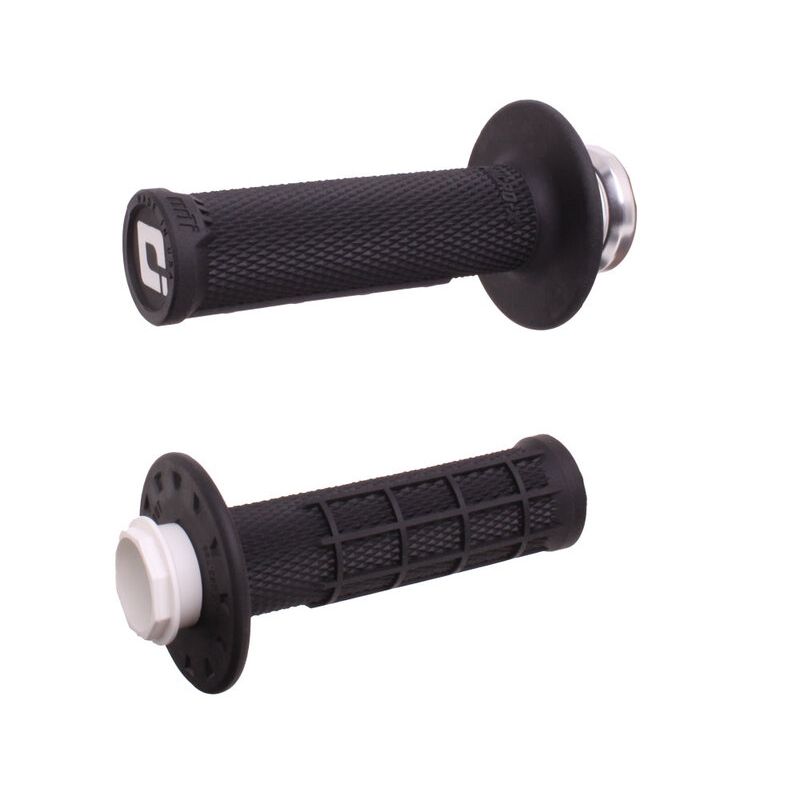 Puños ODI Micro-X Lock-On medio gofrados - Negro / Plata - motoscamaralweb.com