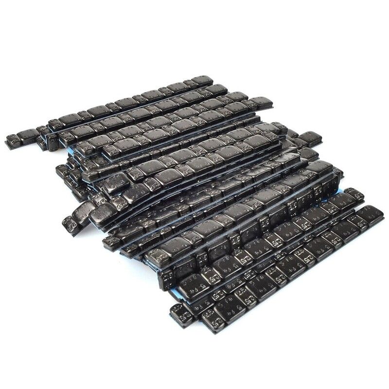 Caja de 50 tiras de 45gr de contrapesos adhesivos llanta color negro - motoscamaralweb.com