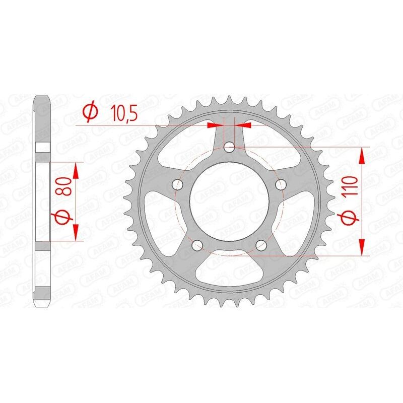 Corona AFAM acero estándar 10504 - Paso 525 - motoscamaralweb.com