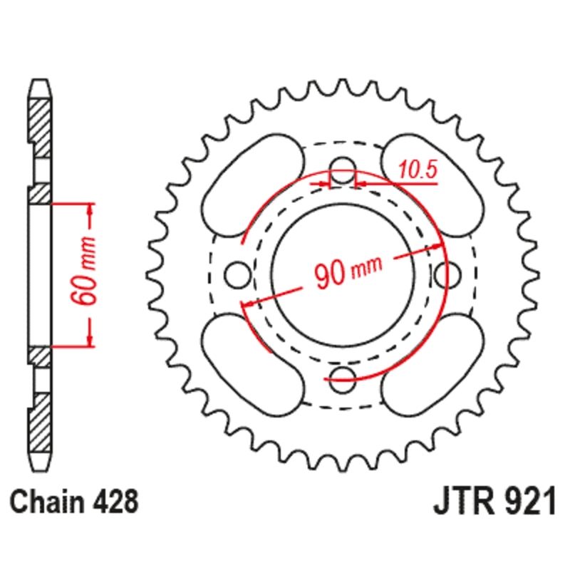 Corona JT SPROCKETS acero estándar 921 - 428 - motoscamaralweb.com