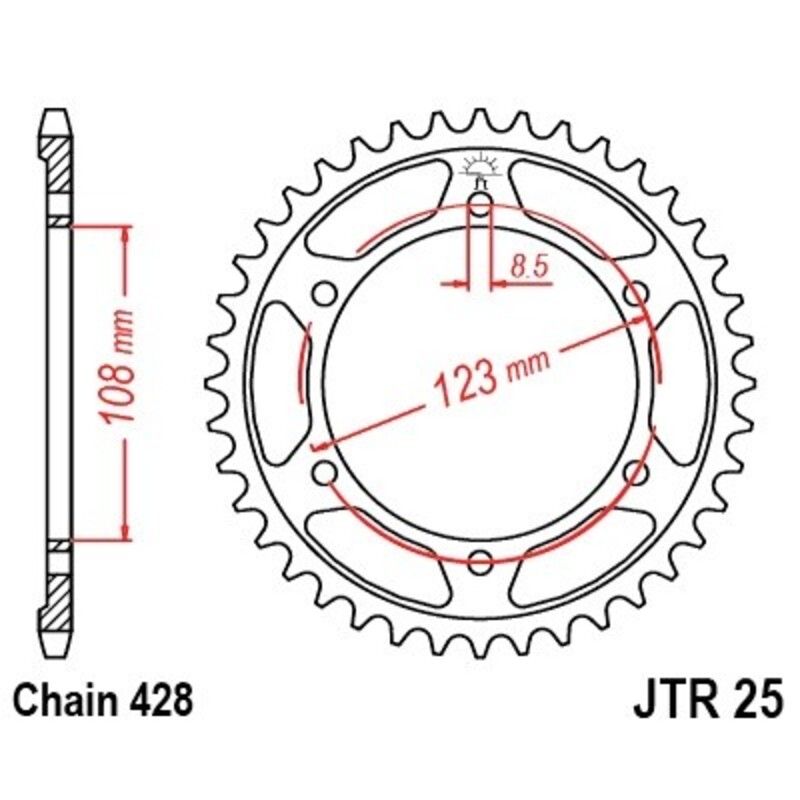 Corona JT 25 de acero con 60 dientes - motoscamaralweb.com