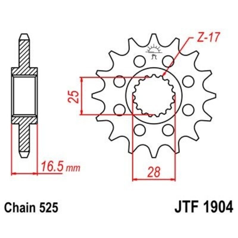 Piñón con goma anti-ruido JT SPROCKETS acero 1904 - 525 - motoscamaralweb.com