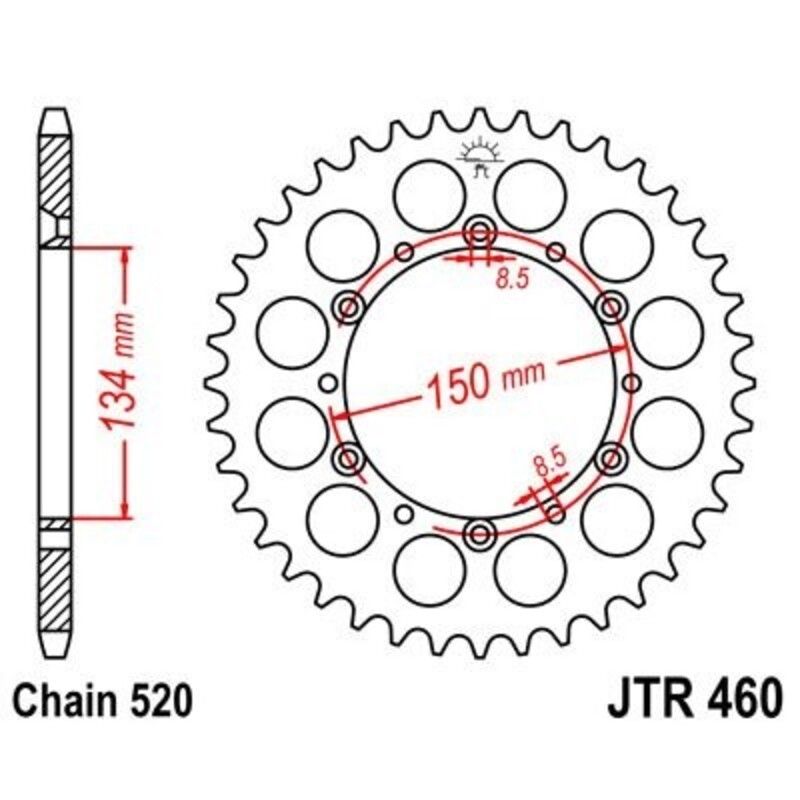 Corona JT 460 de acero con 46 dientes - motoscamaralweb.com