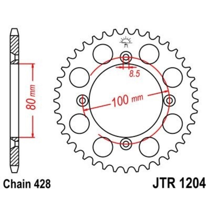 Corona JT 1204 de acero con 46 dientes - motoscamaralweb.com