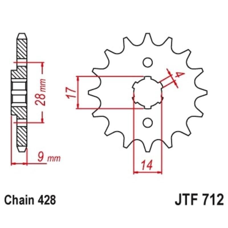 Piñón JT SPROCKETS acero estándar 712 - 428 - motoscamaralweb.com