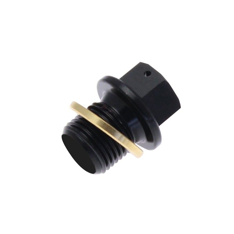 Tapón de vaciado de aceite TECNIUM no magnético alu negro M10 x 1.50 x 14 - motoscamaralweb.com