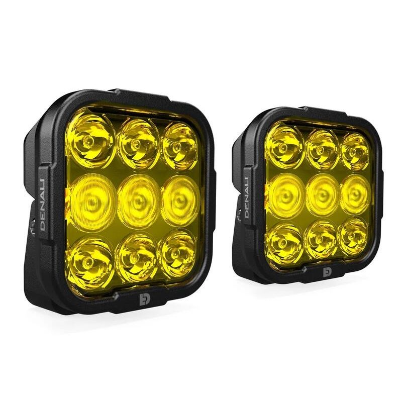 Juego de faros universales DENALI DL9 con lente amarilla y cableado premium - motoscamaralweb.com