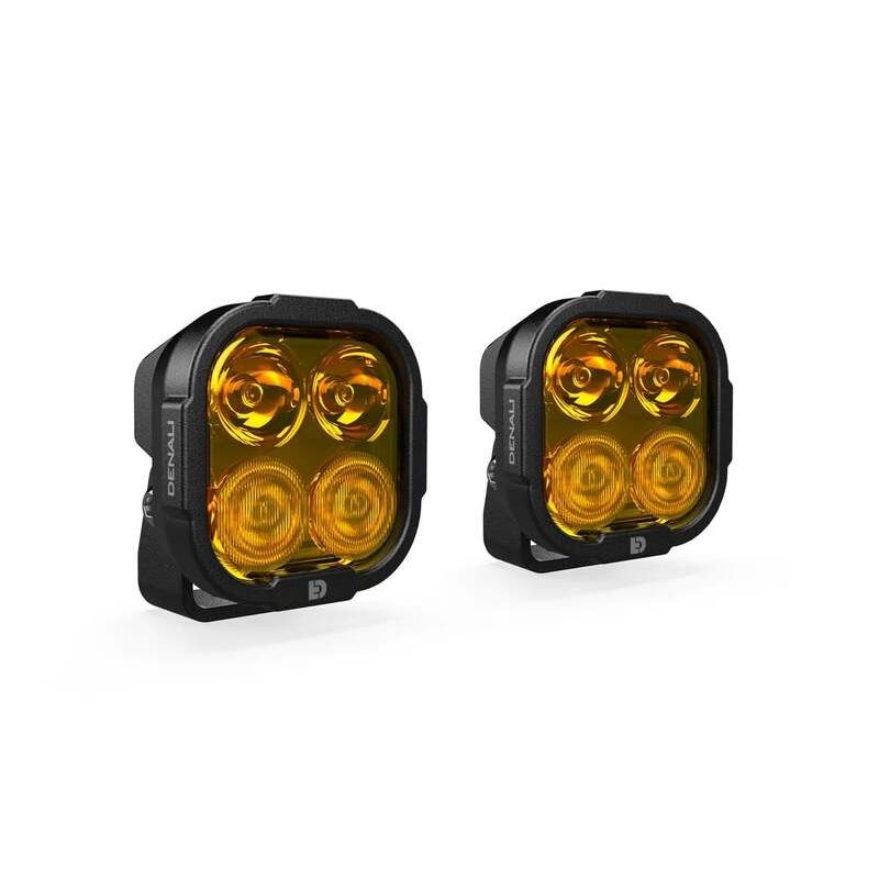 Juego de faros universales DENALI DL4 con lente amarillo y cableado premium - motoscamaralweb.com