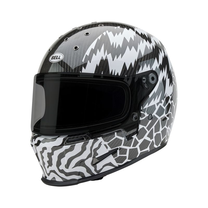 Casco BELL Eliminator Carbon - Deathspray Gloss Black/White/Black - motoscamaralweb.com