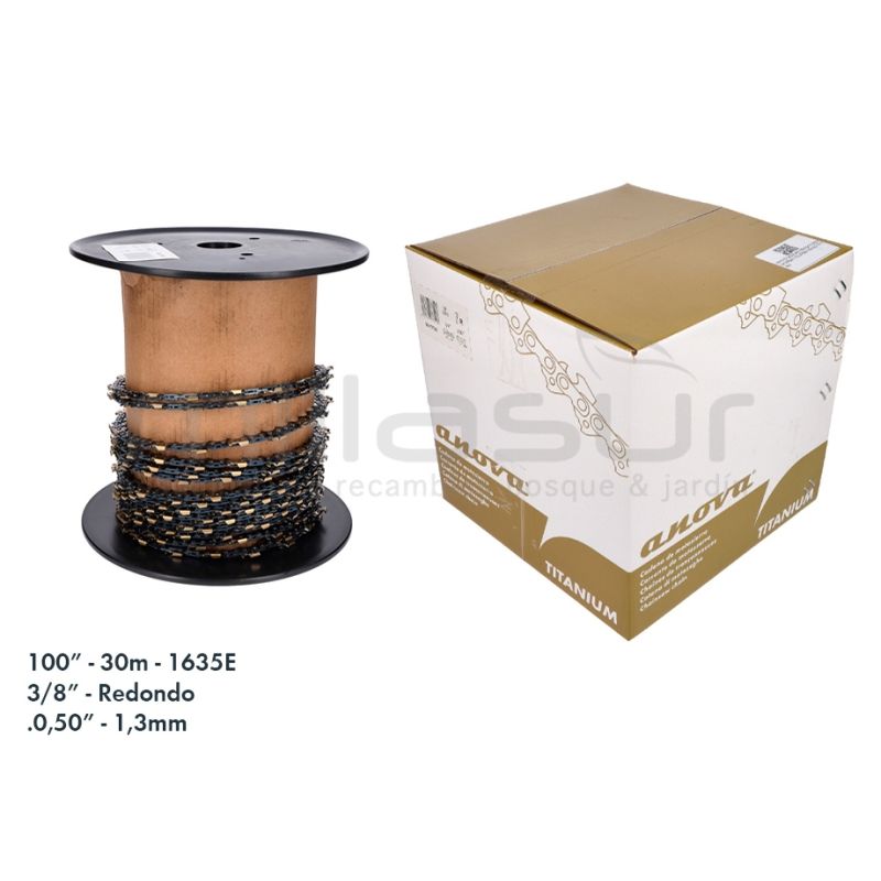 ROLLO CADENA 100 ANOVA TITANIUM 3/8 .050 REDONDO - motoscamaralweb.com
